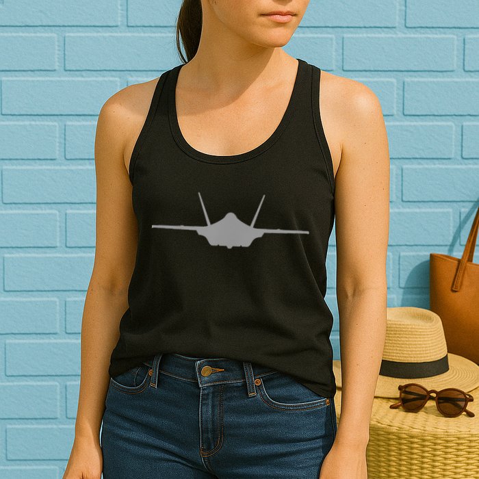 F35 A JSF Lightning II Aircraft Silhouette And Tri View Womens Tank Top
