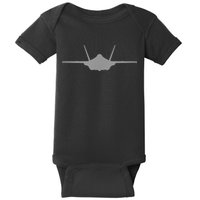 F35 A JSF Lightning II Aircraft Silhouette And Tri View Baby Bodysuit