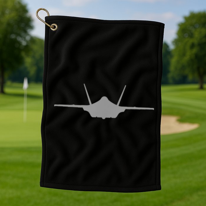 F35 A JSF Lightning II Aircraft Silhouette And Tri View Golf Towel