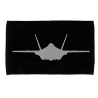 F35 A JSF Lightning II Aircraft Silhouette And Tri View Microfiber Hand Towel