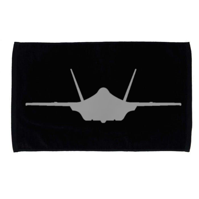 F35 A JSF Lightning II Aircraft Silhouette And Tri View Microfiber Hand Towel