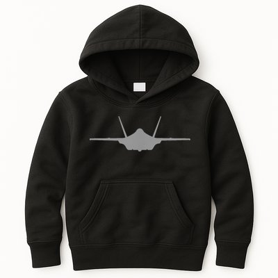 F35 A JSF Lightning II Aircraft Silhouette And Tri View Kids Hoodie