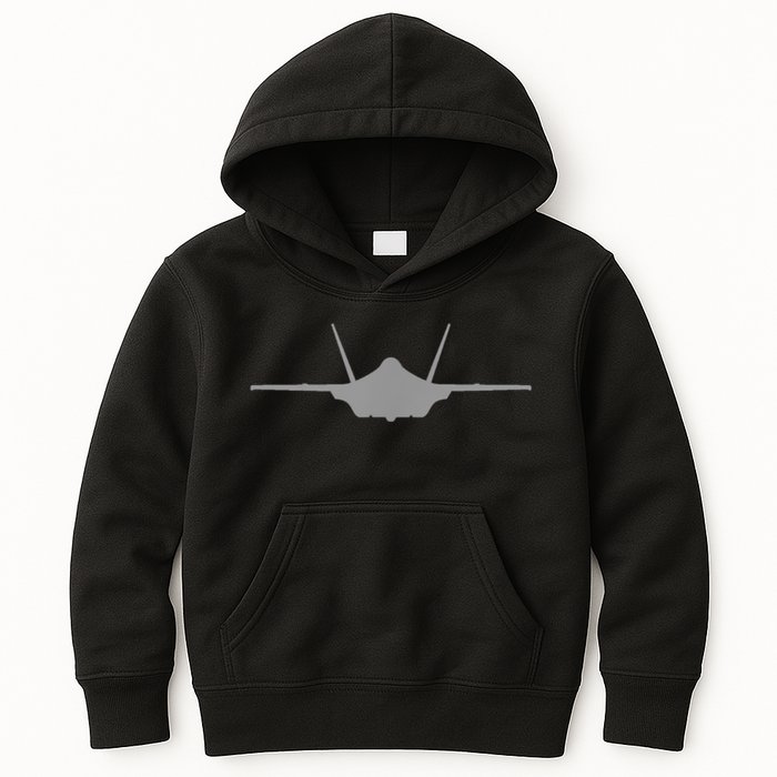 F35 A JSF Lightning II Aircraft Silhouette And Tri View Kids Hoodie