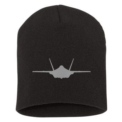 F35 A JSF Lightning II Aircraft Silhouette And Tri View Short Acrylic Beanie