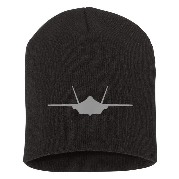 F35 A JSF Lightning II Aircraft Silhouette And Tri View Short Acrylic Beanie
