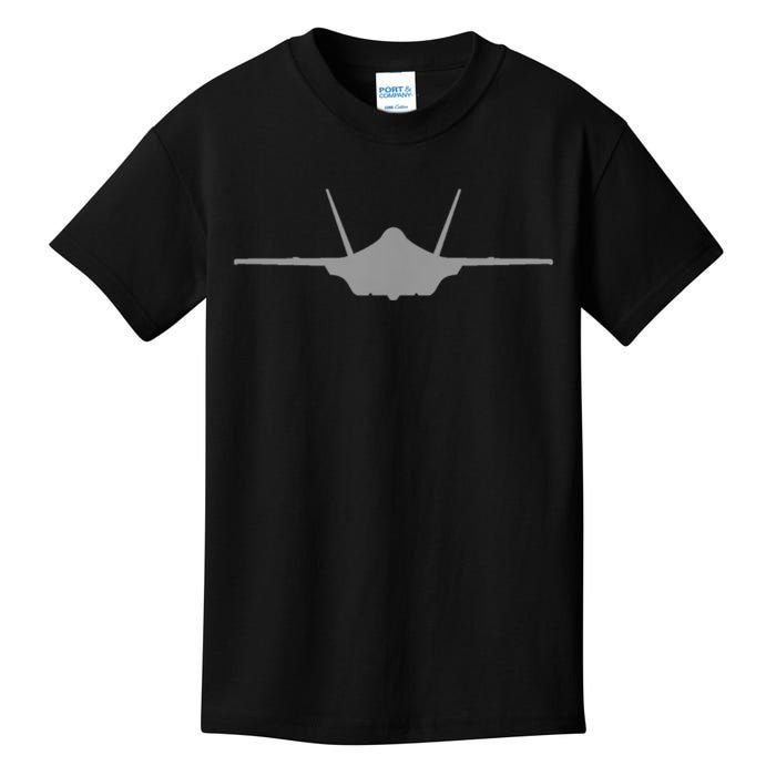 F35 A JSF Lightning II Aircraft Silhouette And Tri View Kids T-Shirt