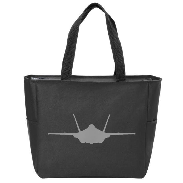 F35 A JSF Lightning II Aircraft Silhouette And Tri View Zip Tote Bag