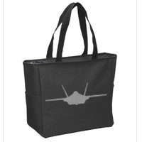 F35 A JSF Lightning II Aircraft Silhouette And Tri View Zip Tote Bag