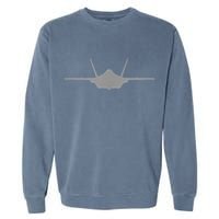 F35 A JSF Lightning II Aircraft Silhouette And Tri View Garment-Dyed Sweatshirt