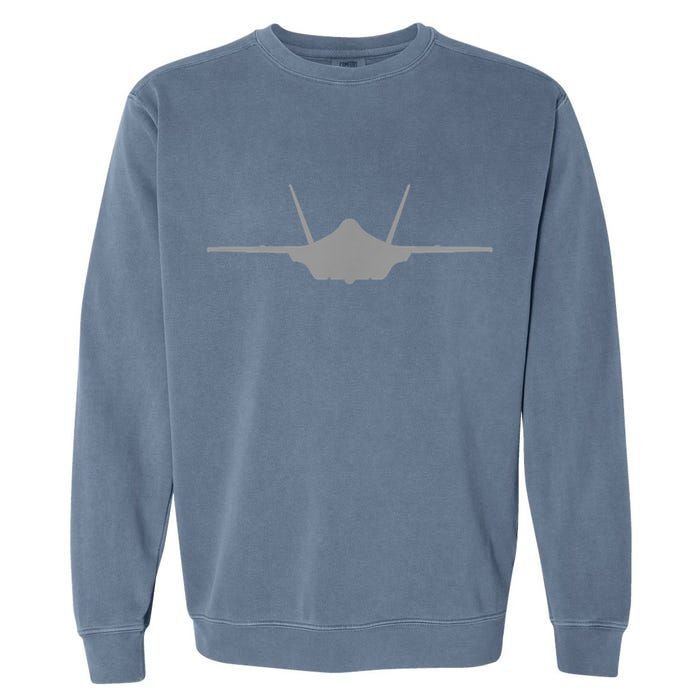 F35 A JSF Lightning II Aircraft Silhouette And Tri View Garment-Dyed Sweatshirt