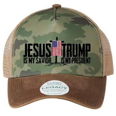 Funny American Jesus Is My Savior Trump Is My President Gift Legacy Tie Dye Trucker Hat