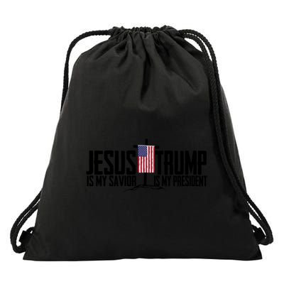 Funny American Jesus Is My Savior Trump Is My President Gift Drawstring Bag