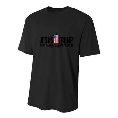 Funny American Jesus Is My Savior Trump Is My President Gift Youth Performance Sprint T-Shirt