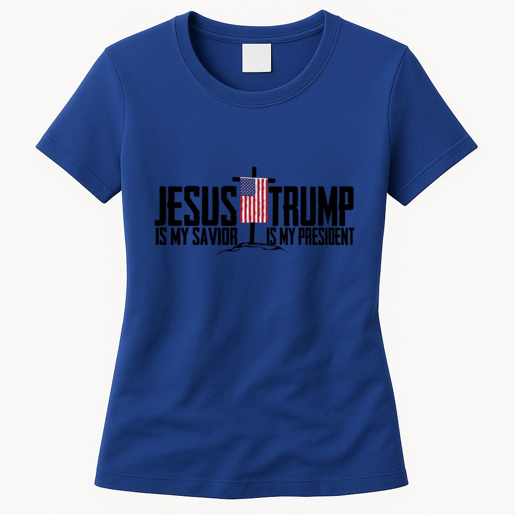 Funny American Jesus Is My Savior Trump Is My President Gift Womens T-Shirt