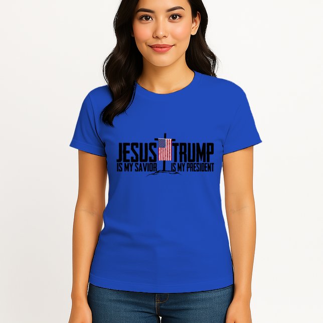 Funny American Jesus Is My Savior Trump Is My President Gift Womens T-Shirt