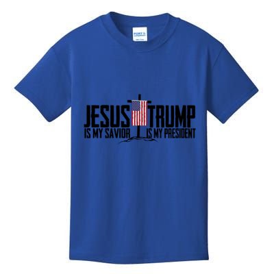 Funny American Jesus Is My Savior Trump Is My President Gift Kids T-Shirt