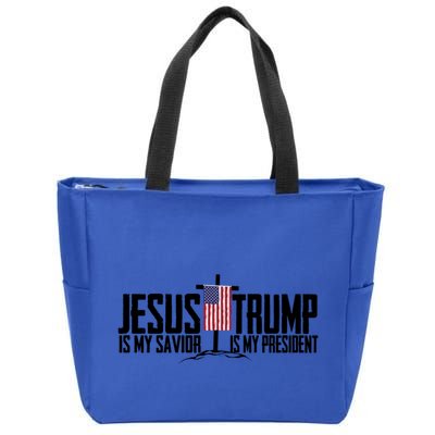 Funny American Jesus Is My Savior Trump Is My President Gift Zip Tote Bag