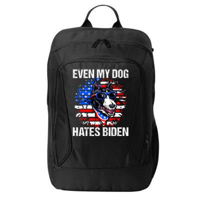 Funny Anti Joe Biden Even My Dog Hates Biden USA Flag Pibble City Backpack