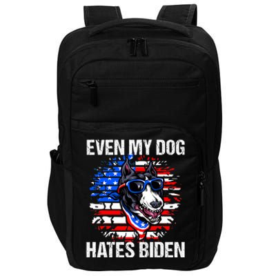 Funny Anti Joe Biden Even My Dog Hates Biden USA Flag Pibble Impact Tech Backpack