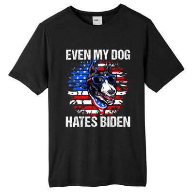 Funny Anti Joe Biden Even My Dog Hates Biden USA Flag Pibble Tall Fusion ChromaSoft Performance T-Shirt