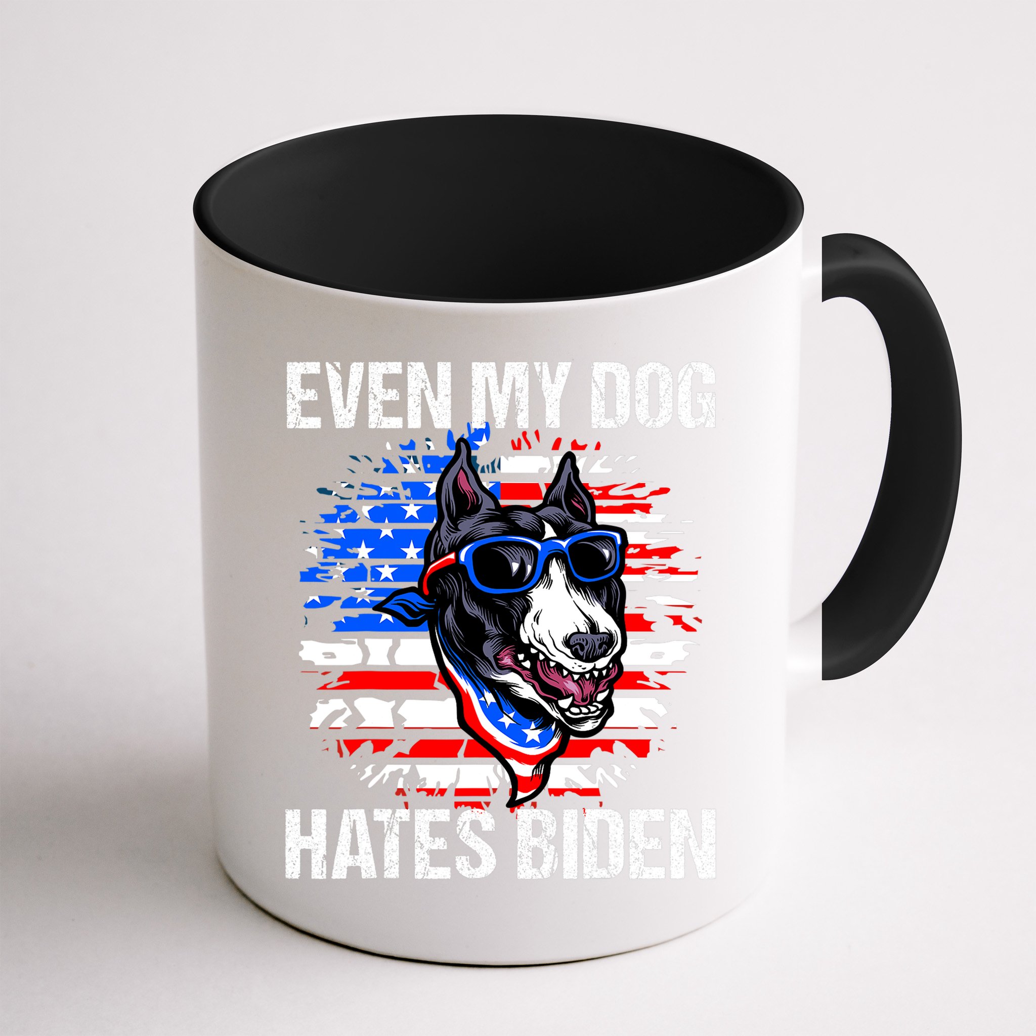 Funny Anti Joe Biden Even My Dog Hates Biden USA Flag Pibble Mug