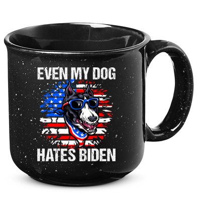 Funny Anti Joe Biden Even My Dog Hates Biden USA Flag Pibble 15oz Campfire Ceramic Mug