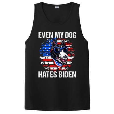 Funny Anti Joe Biden Even My Dog Hates Biden USA Flag Pibble PosiCharge Competitor Tank