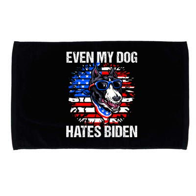 Funny Anti Joe Biden Even My Dog Hates Biden USA Flag Pibble Microfiber Hand Towel