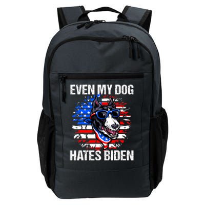 Funny Anti Joe Biden Even My Dog Hates Biden USA Flag Pibble Daily Commute Backpack