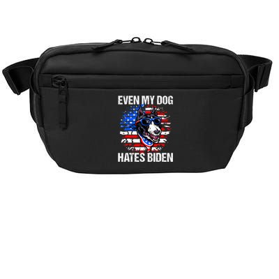 Funny Anti Joe Biden Even My Dog Hates Biden USA Flag Pibble Crossbody Pack