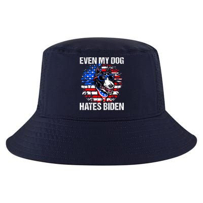 Funny Anti Joe Biden Even My Dog Hates Biden USA Flag Pibble Cool Comfort Performance Bucket Hat