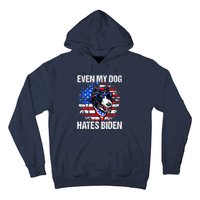 Funny Anti Joe Biden Even My Dog Hates Biden USA Flag Pibble Hoodie