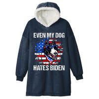 Funny Anti Joe Biden Even My Dog Hates Biden USA Flag Pibble Hooded Wearable Blanket