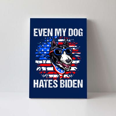 Funny Anti Joe Biden Even My Dog Hates Biden USA Flag Pibble Canvas