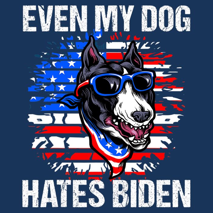 Funny Anti Joe Biden Even My Dog Hates Biden USA Flag Pibble Bucket Hat