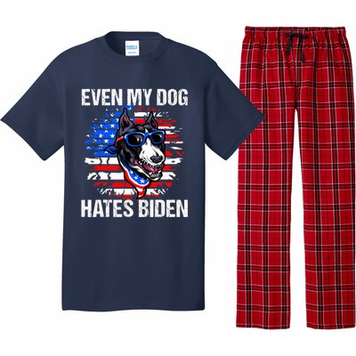 Funny Anti Joe Biden Even My Dog Hates Biden USA Flag Pibble Pajama Set