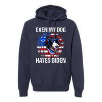 Funny Anti Joe Biden Even My Dog Hates Biden USA Flag Pibble Premium Hoodie