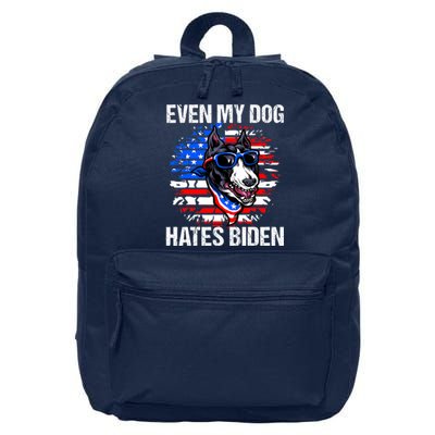 Funny Anti Joe Biden Even My Dog Hates Biden USA Flag Pibble 16 in Basic Backpack