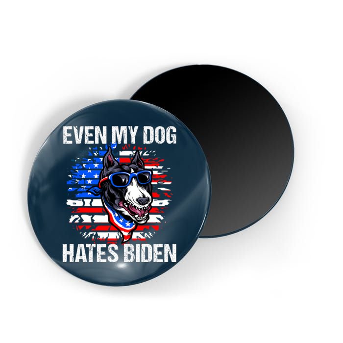 Funny Anti Joe Biden Even My Dog Hates Biden USA Flag Pibble Magnet