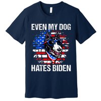 Funny Anti Joe Biden Even My Dog Hates Biden USA Flag Pibble Premium T-Shirt