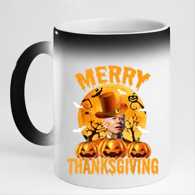 Funny Anti Joe Biden Confused Merry Thanksgiving For Halloween 11oz Black Color Changing Mug