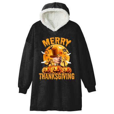 Funny Anti Joe Biden Confused Merry Thanksgiving For Halloween Hooded Wearable Blanket