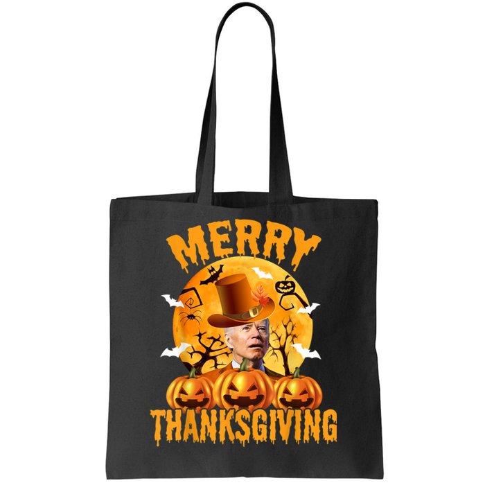 Funny Anti Joe Biden Confused Merry Thanksgiving For Halloween Tote Bag