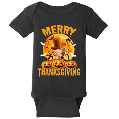 Funny Anti Joe Biden Confused Merry Thanksgiving For Halloween Baby Bodysuit