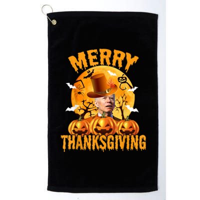 Funny Anti Joe Biden Confused Merry Thanksgiving For Halloween Platinum Collection Golf Towel