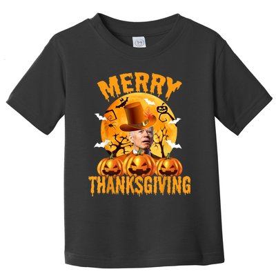 Funny Anti Joe Biden Confused Merry Thanksgiving For Halloween Toddler T-Shirt