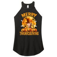 Funny Anti Joe Biden Confused Merry Thanksgiving For Halloween Women's Perfect Tri Rocker Tank