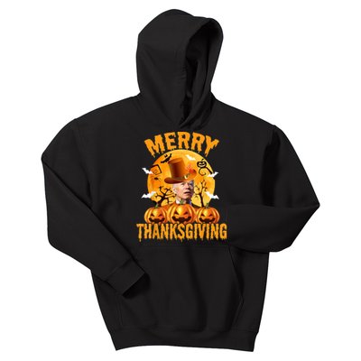 Funny Anti Joe Biden Confused Merry Thanksgiving For Halloween Kids Hoodie