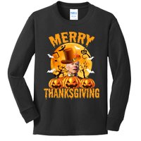 Funny Anti Joe Biden Confused Merry Thanksgiving For Halloween Kids Long Sleeve Shirt