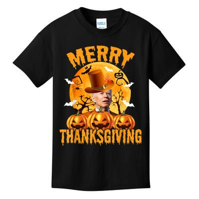 Funny Anti Joe Biden Confused Merry Thanksgiving For Halloween Kids T-Shirt